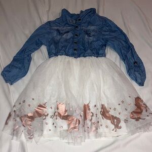 Whimsical Denim and Tulle Unicorn Dress